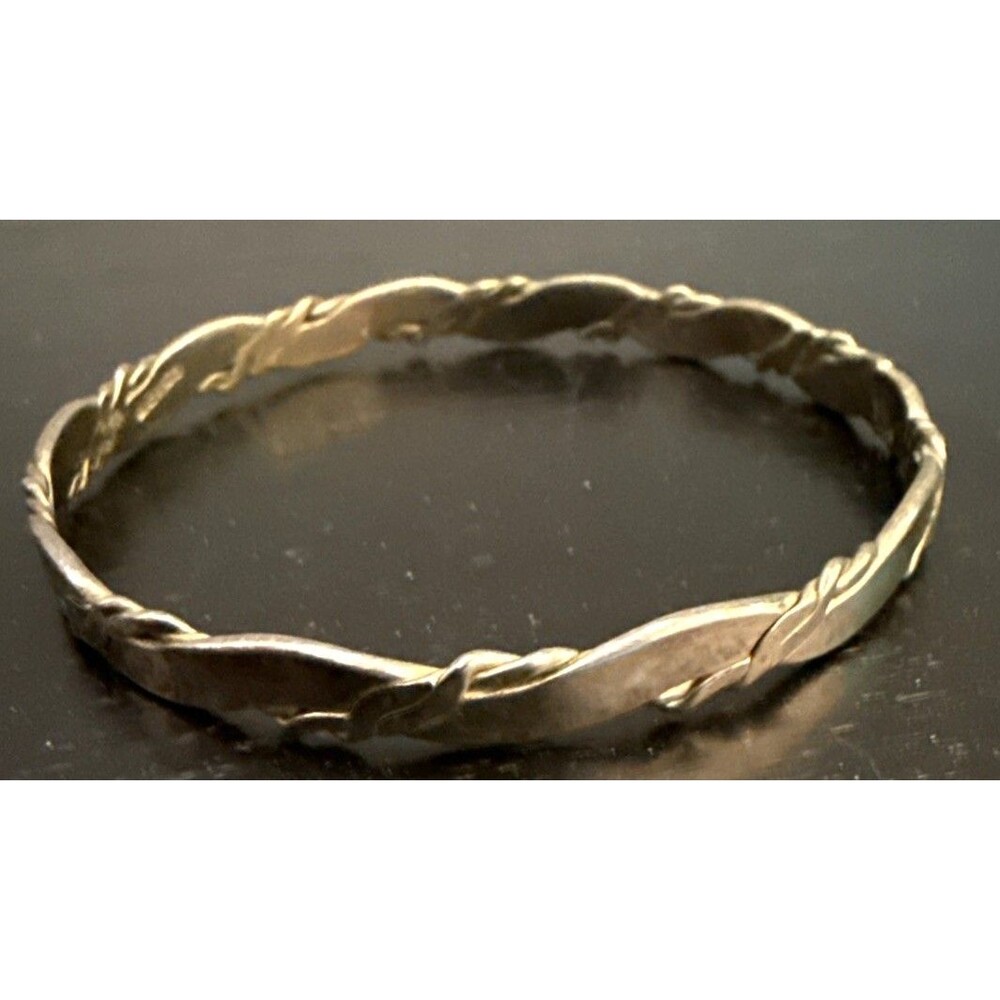Vintage Sterling Silver Signed Mexico Bangle Braided Bracelet 2-5/8"  16 Grams